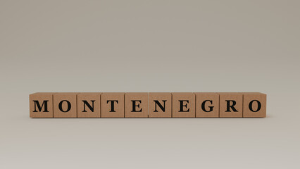 Montenegro Wooden Block Letters, Isolated on a white background. 