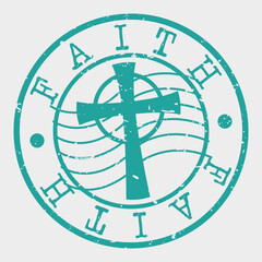 Christian Religion Postal. Cross Silhouette Seal. Round Design. Vector Icon. Design Retro Insignia.
