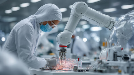 Engineer fine-tunes precision medical robotics in the lab