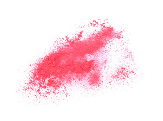 Crushed eye shadow isolated on white, top view. Makeup product