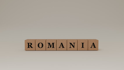 Romania Wooden Block Letters, Isolated on a white background. 
