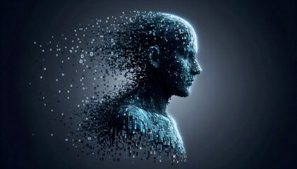 A melting digital avatar, Ai generated image