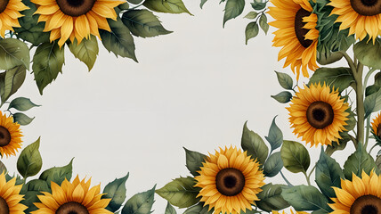 Sunflower Floral Frame Background with Copy Space
