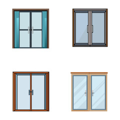 Obraz premium Modern Double Glass Door Isolated on White Background – Transparent Entryway Design