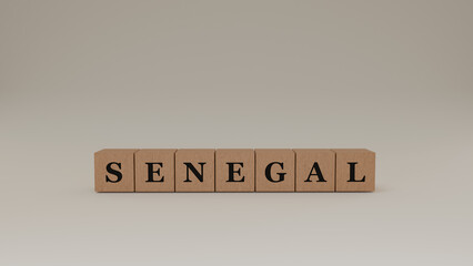 Senegal Wooden Block Letters, Isolated on a white background. 