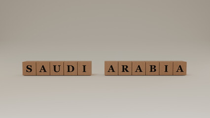 Saudi Arabia Wooden Block Letters, Isolated on a white background. 