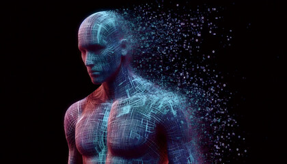 A melting digital avatar, Ai generated image