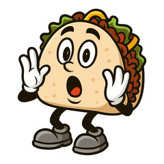 Taco Mascot Cartoon Cute Taco Shock Illustrations