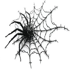 Spooky Spider Web Tattoo Design with Thorns. new 2026 trendy white background.





