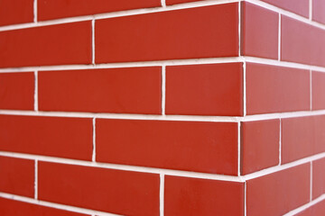Texture of red brick wall as background, closeup