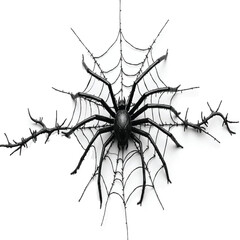 Spooky Spider Web Tattoo Design with Thorns. new 2026 trendy white background.




