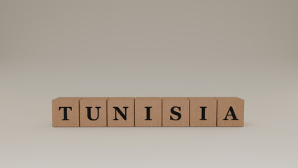 Tunisia Wooden Block Letters, Isolated on a white background. 