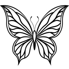 Elegant black and white butterfly with intricate wing patterns silhouette