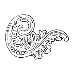 Twisted abstract curved leaf ornate design element vector art