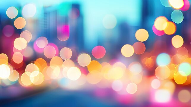 A blurred urban background with bokeh lights