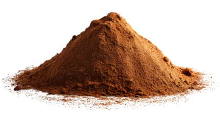 Pile of Brown Powder Isolated on Transparent Background