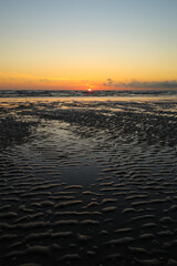 Texel and seascape, sunset, Wadden Sea, Beach, multiple colors, Seabed structure