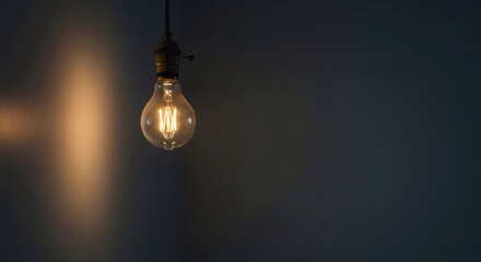 Creative Spark Visualization: Vintage Light Bulb in Minimalist Shadowy Space  