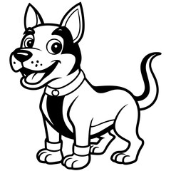 Happy cartoon dog with big eyes and collar silhouette