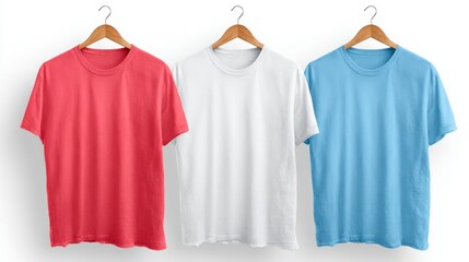 Three T-shirts on Hangers Red White and Blue