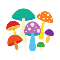Diverse Mushroom Collection Vector Illustration Edible and Wild Fungi Set