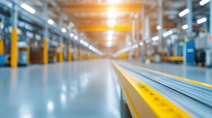 Fototapeta premium Blurred factory interior background, machinery