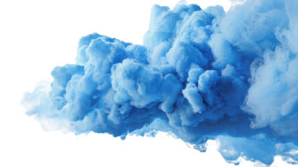 Blue smoke cloud on a white isolated background for creative projects.