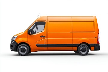 Orange Van Isolated on White Background