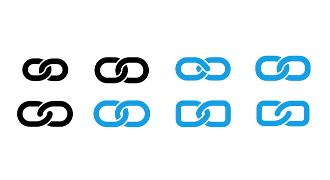 Collection of Interlocking Link Icons Representing Connection and Digital Networking Options