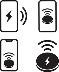 Wireless Charging line vector icon. Mobile and battery power indicator, charging icons symbol, battery, charger, wireless vector,
