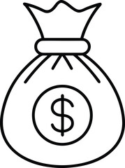 Money bag outline and glyph
