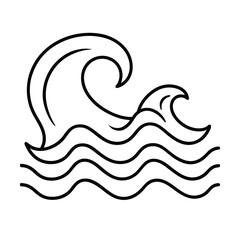 Continuous line drawing crashing ocean waves water surf