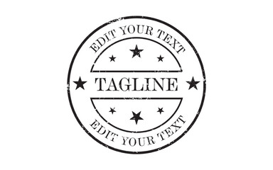 Round stamp with grunge texture, editable vector