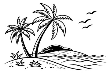 beach sihouette black vector