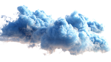 Fluffy blue clouds on a transparent background, perfect for creative designs and nature-themed projects.