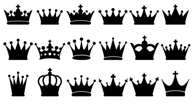 Collection of Royal Crowns and Headwear Symbolizing Power Authority and Nobility in Various Designs