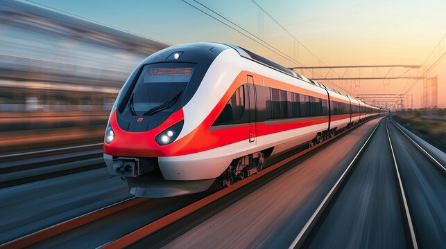 Futuristic high-speed train, modern transport, efficiency, - Powered by Adobe