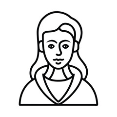 Woman face shoulders continuous line art symbol vector