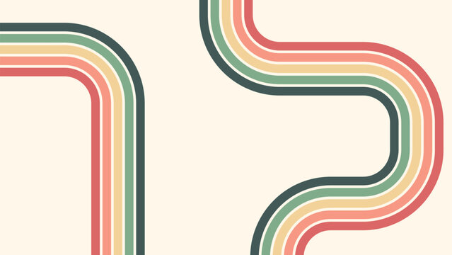 Abstract background of rainbow groovy Wavy Line design in 1970s Hippie Retro style