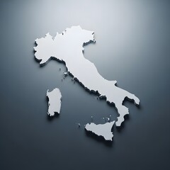 Obraz premium Silver 3d Map of Italy on Gray Background