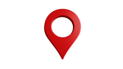 Red location pin on a white isolated background, perfect for map and navigation themes.