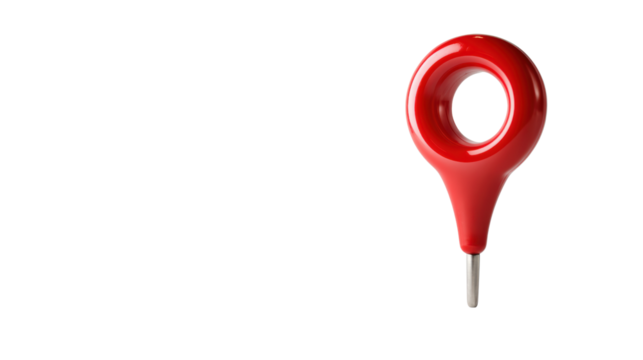 Red location pin, white isolate background.