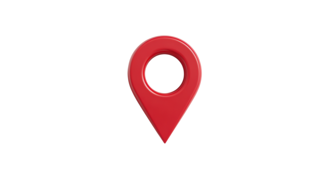 Red map pin icon on a clean white background for navigation or location purposes.