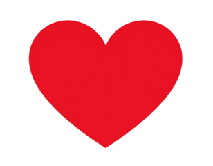 Flat Red Heart Symbol Icon, Centered Front View, Minimalist Style, Transparent PNG