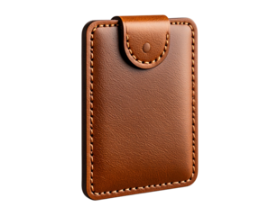 Leather Bookmark with Stitching Detail, Angled View, Handcrafted Look, Transparent Background