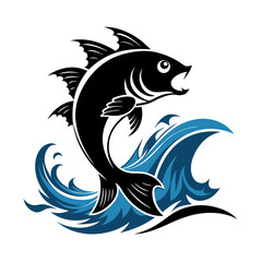 vector illustration of a black and white shark