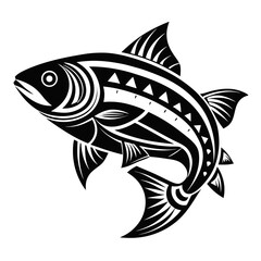 silihouette vectors Fish black & white