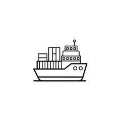 Obraz premium Cargo ship carrying containers isolated on white background
