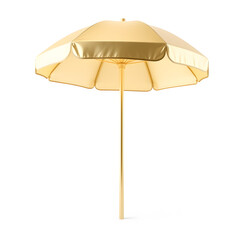 Beach umbrella, 3D illustration, metallic material, soft reflections, white background. Generative AI