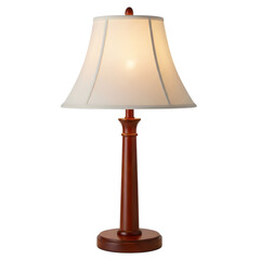 Obraz premium Classic wooden table lamp with a cream lampshade isolated on transparent background